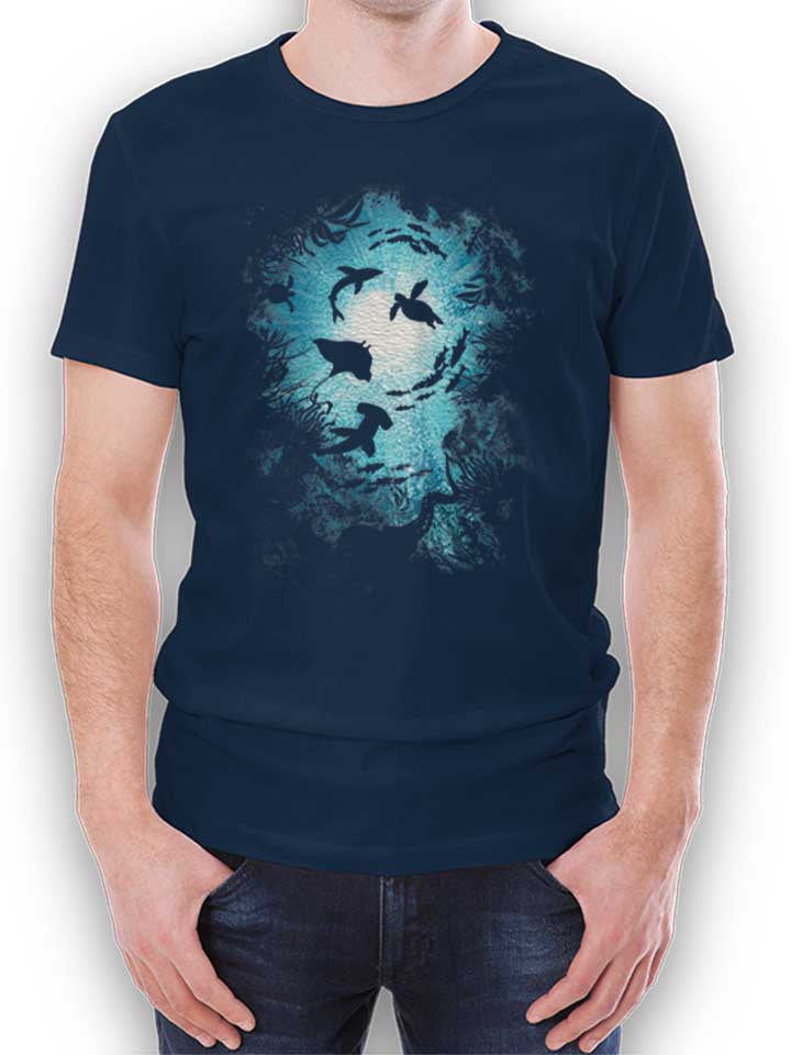 Deepness Sea Fishes T-Shirt dunkelblau L