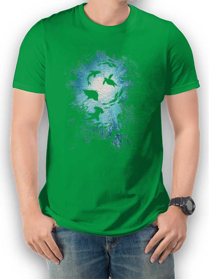 Deepness Sea Fishes T-Shirt green L
