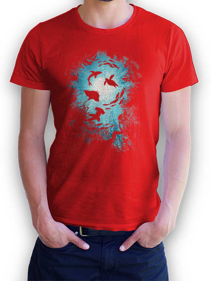 Deepness Sea Fishes T-Shirt red L