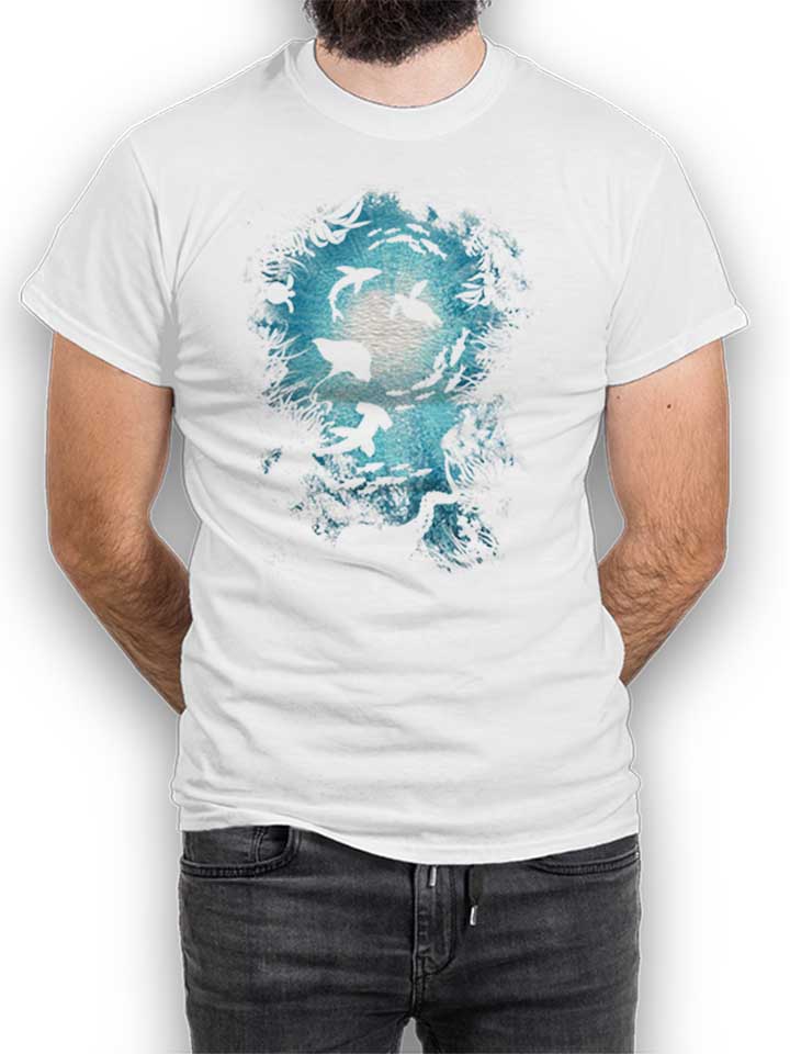 Deepness Sea Fishes T-Shirt bianco L