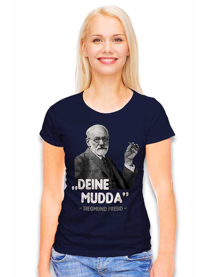 deine-mudda-siegmund-freud-damen-t-shirt dunkelblau 2