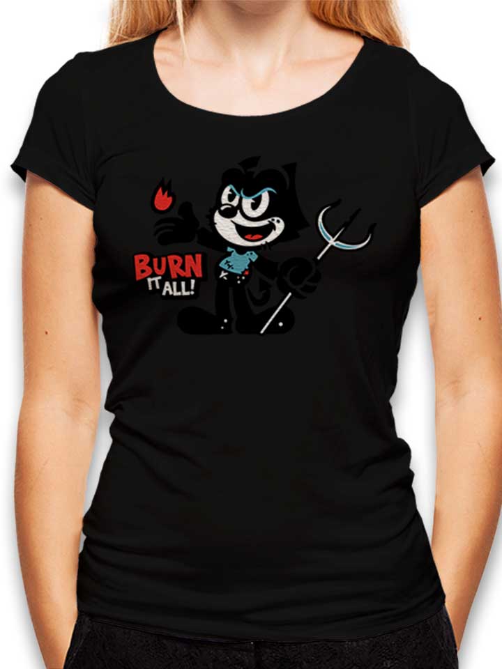 Devil Cat Damen T-Shirt schwarz L