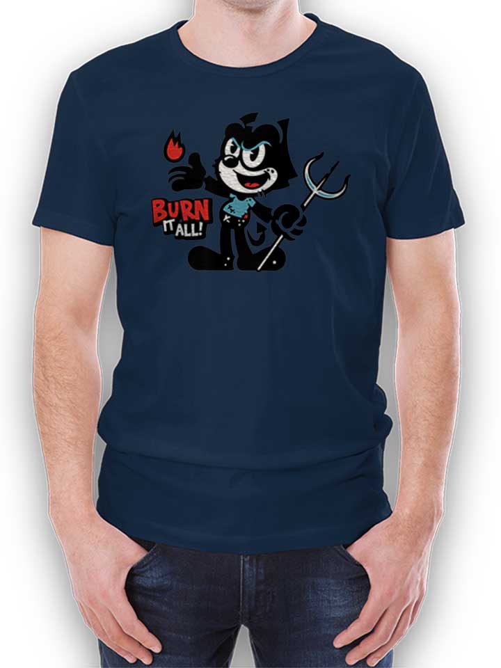 Devil Cat T-Shirt dunkelblau L