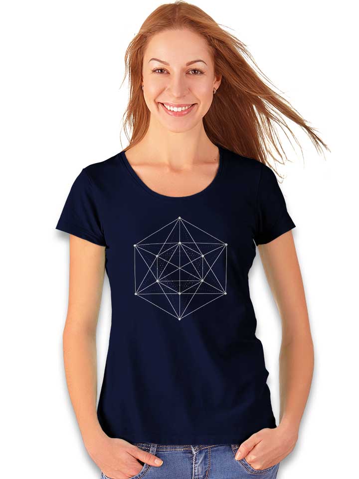 dice-geometry-damen-t-shirt dunkelblau 2