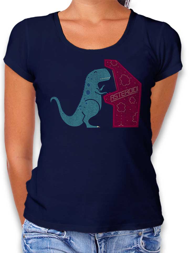 Dino Arcade Asteroids Damen T-Shirt dunkelblau L
