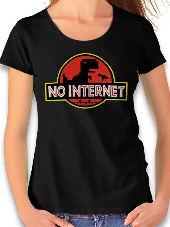 dino-no-internet-park-damen-t-shirt schwarz 1
