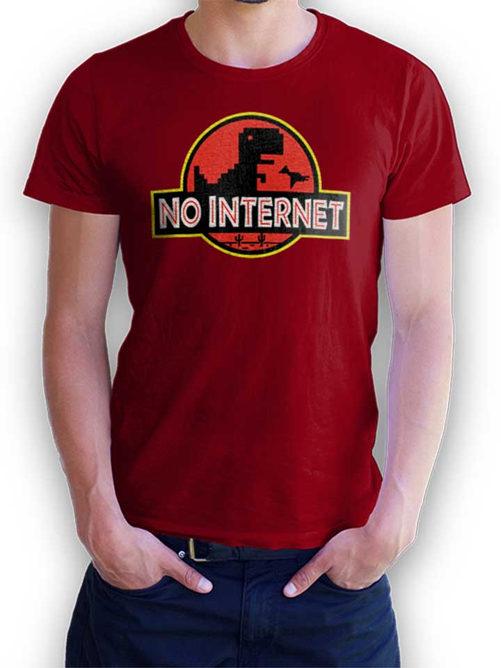 Dino No Internet Park T-Shirt maroon L