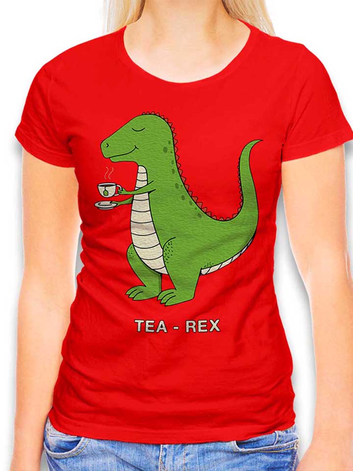 Dinosaur Tea Rex Damen T-Shirt rot L