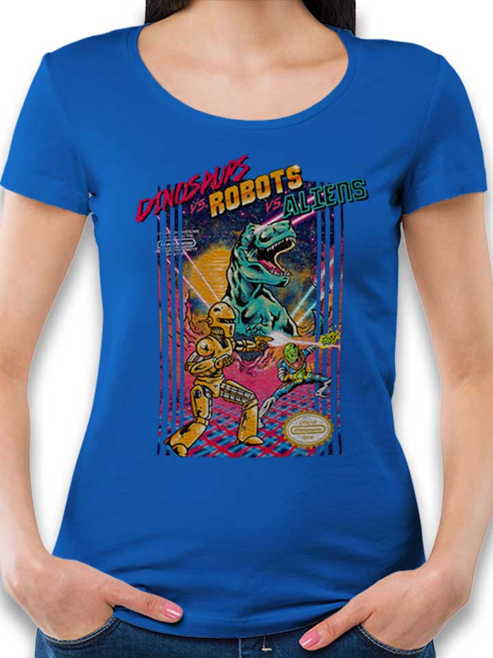 Dinosaurs Vs Robots Vs Aliens Damen T-Shirt royal L
