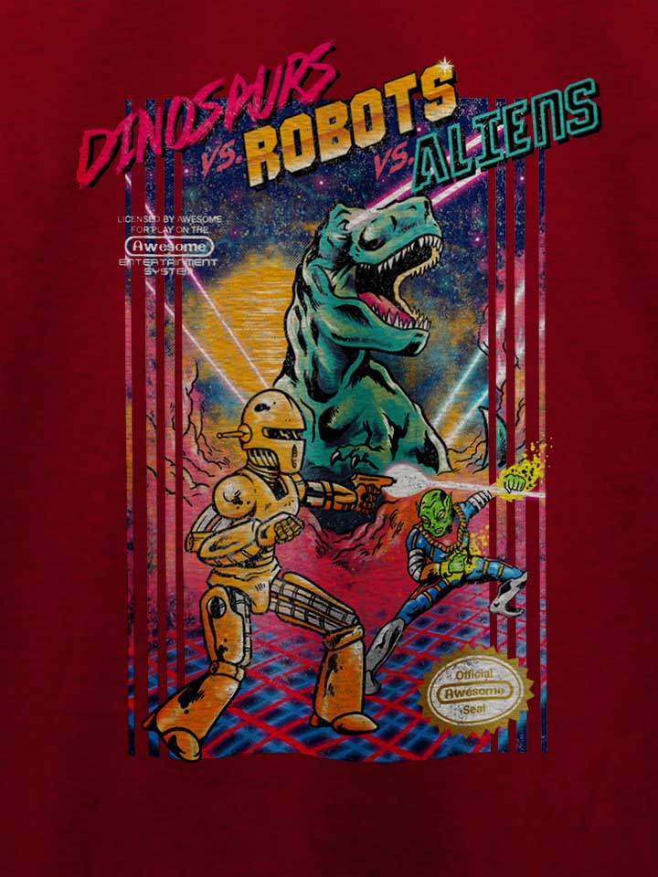 dinosaurs-vs-robots-vs-aliens-t-shirt bordeaux 4