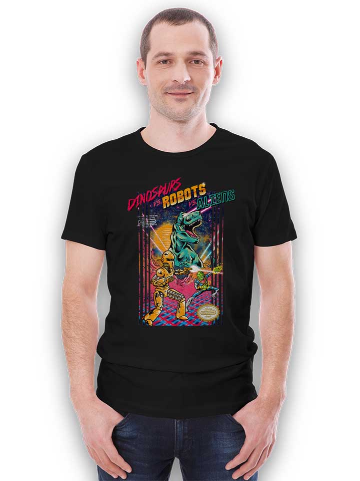 dinosaurs-vs-robots-vs-aliens-t-shirt schwarz 2
