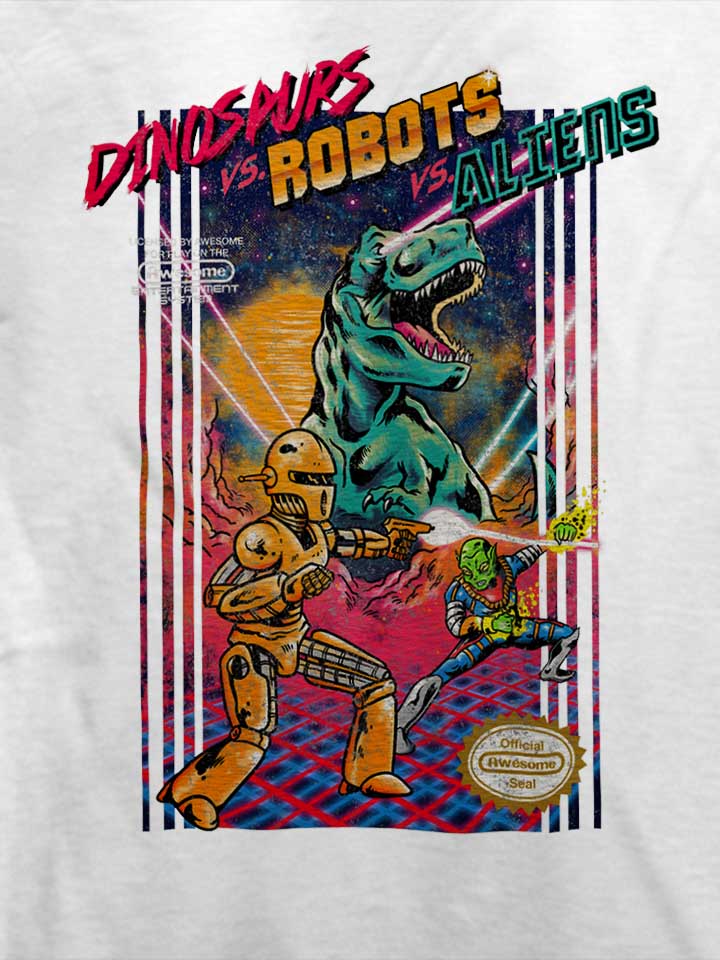 dinosaurs-vs-robots-vs-aliens-t-shirt weiss 4