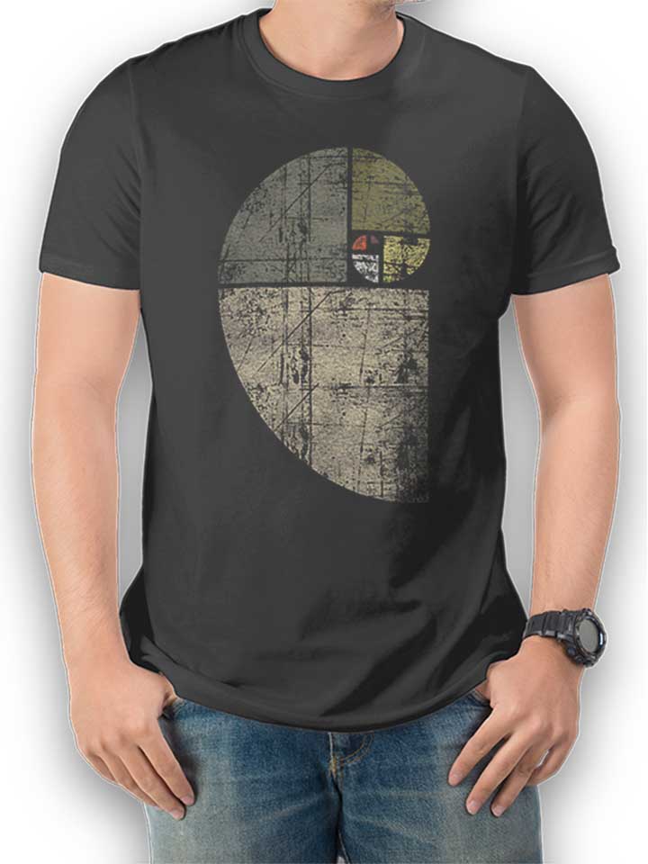 Distressed Fibonacci Spiral Camiseta gris-oscuro L