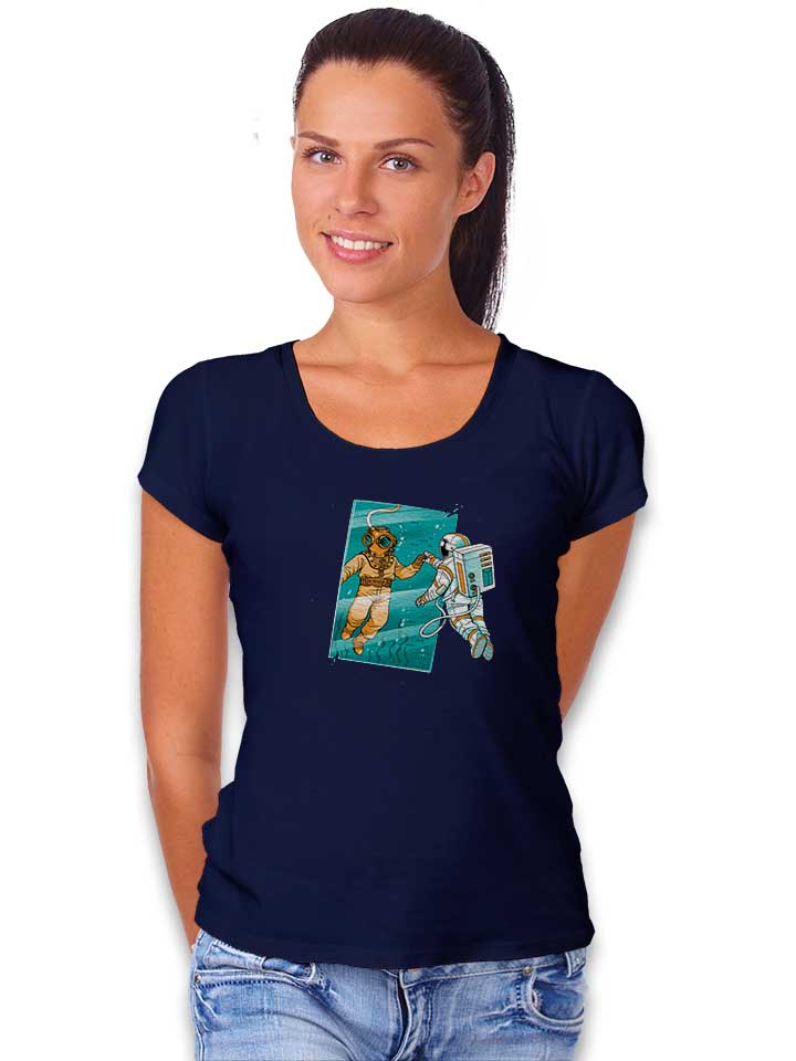 diver-astronaut-mirror-damen-t-shirt dunkelblau 2