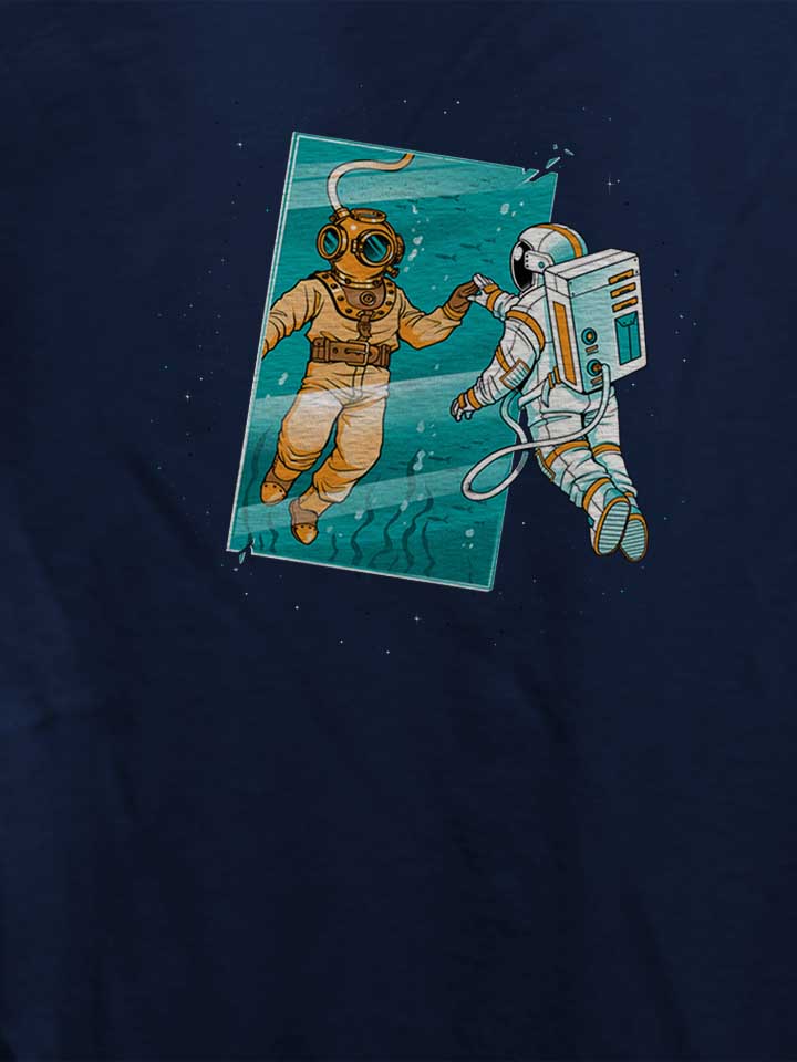 diver-astronaut-mirror-damen-t-shirt dunkelblau 4