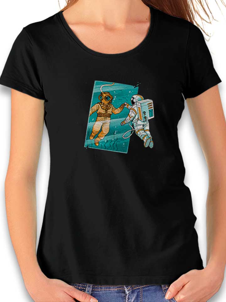 Diver Astronaut Mirror Damen T-Shirt schwarz L