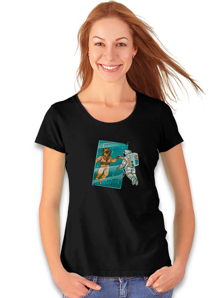 diver-astronaut-mirror-damen-t-shirt schwarz 2