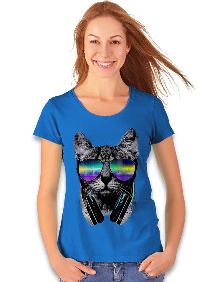 dj-disco-cat-damen-t-shirt royal 2