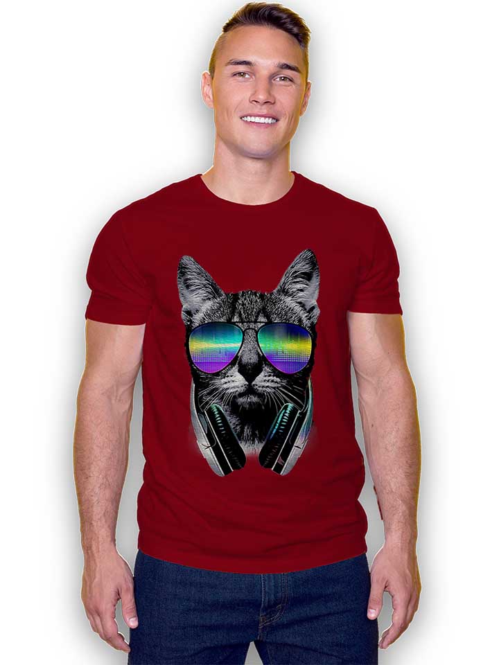 dj-disco-cat-t-shirt bordeaux 2
