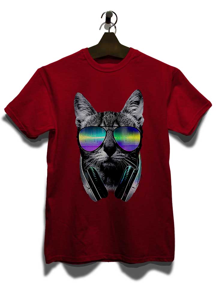 dj-disco-cat-t-shirt bordeaux 3
