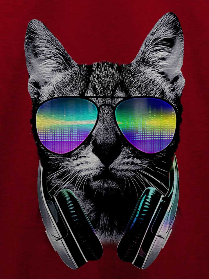 dj-disco-cat-t-shirt bordeaux 4