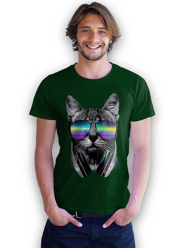 dj-disco-cat-t-shirt dunkelgruen 2