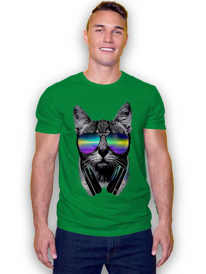 dj-disco-cat-t-shirt gruen 2