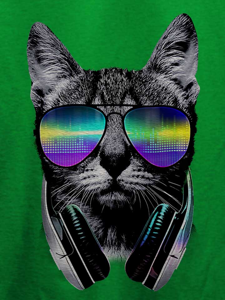 dj-disco-cat-t-shirt gruen 4