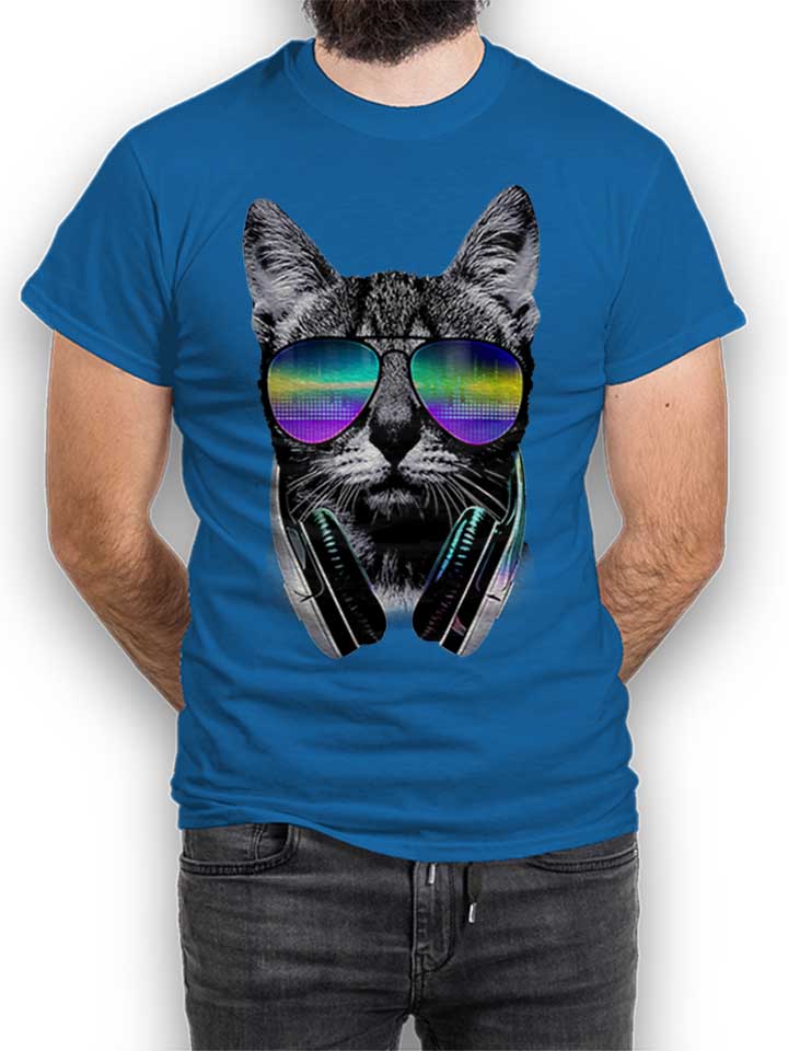 Dj Disco Cat Camiseta azul-real L