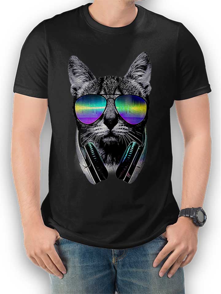 Dj Disco Cat T-Shirt schwarz L