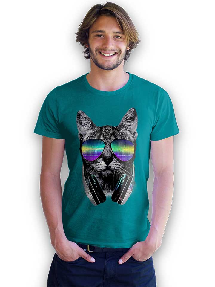 dj-disco-cat-t-shirt tuerkis 2