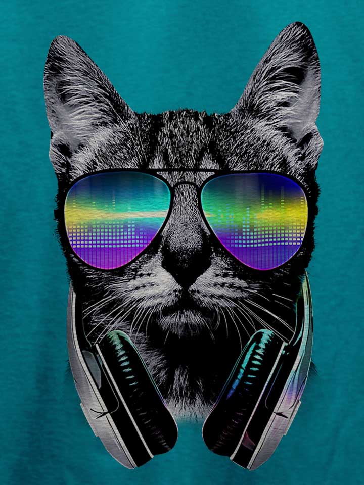 dj-disco-cat-t-shirt tuerkis 4