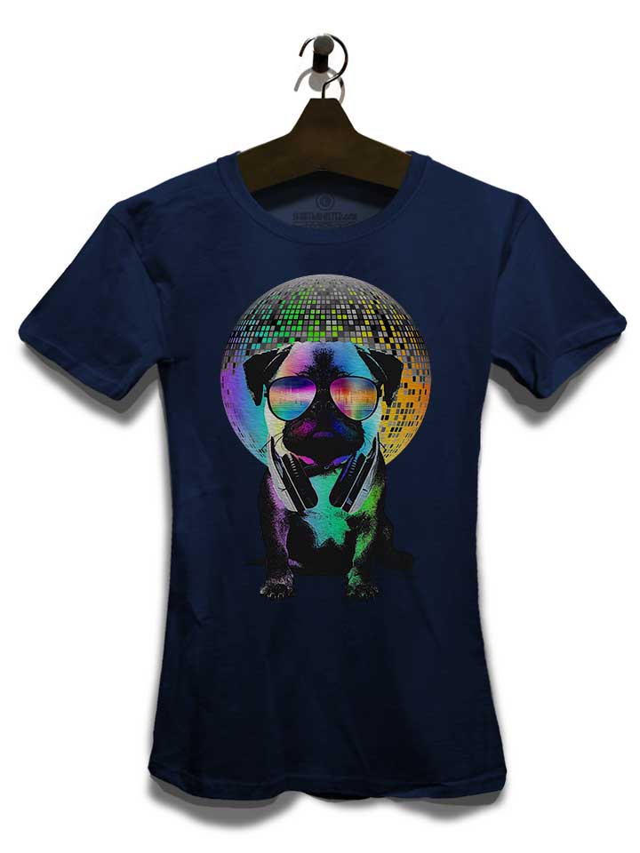 dj-disco-pug-02-damen-t-shirt dunkelblau 3