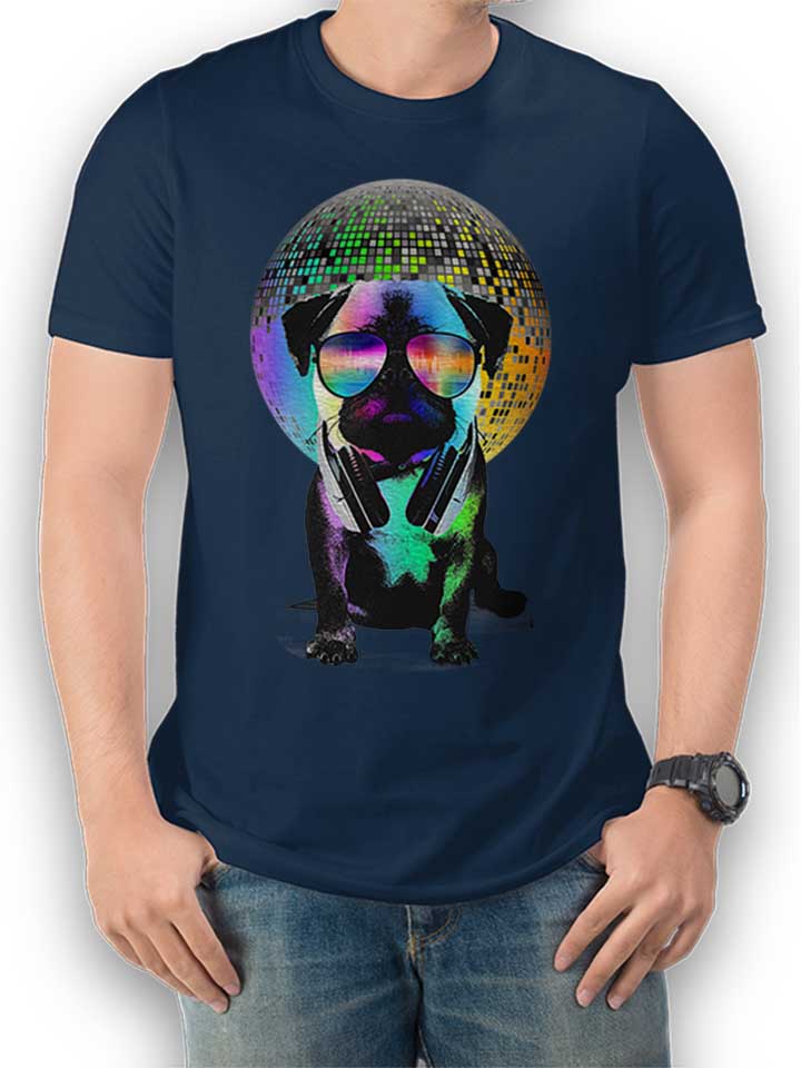 Dj Disco Pug 02 T-Shirt dunkelblau L