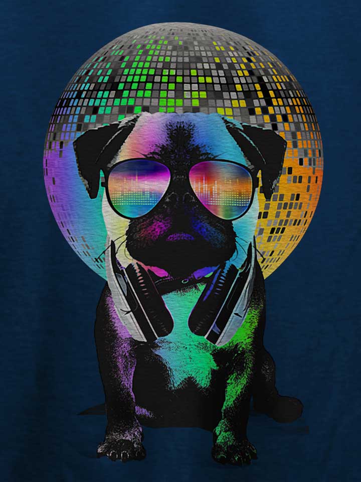 dj-disco-pug-02-t-shirt dunkelblau 4