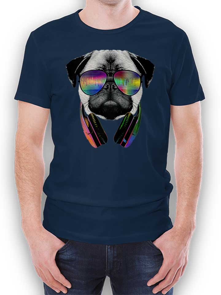 dj-disco-pug-t-shirt dunkelblau 1
