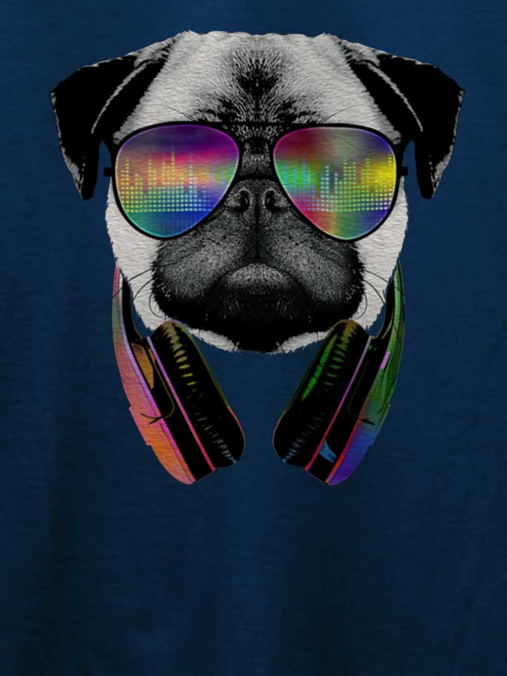 dj-disco-pug-t-shirt dunkelblau 4