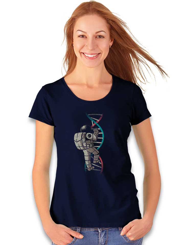 dna-astronaut-science-stairs-damen-t-shirt dunkelblau 2