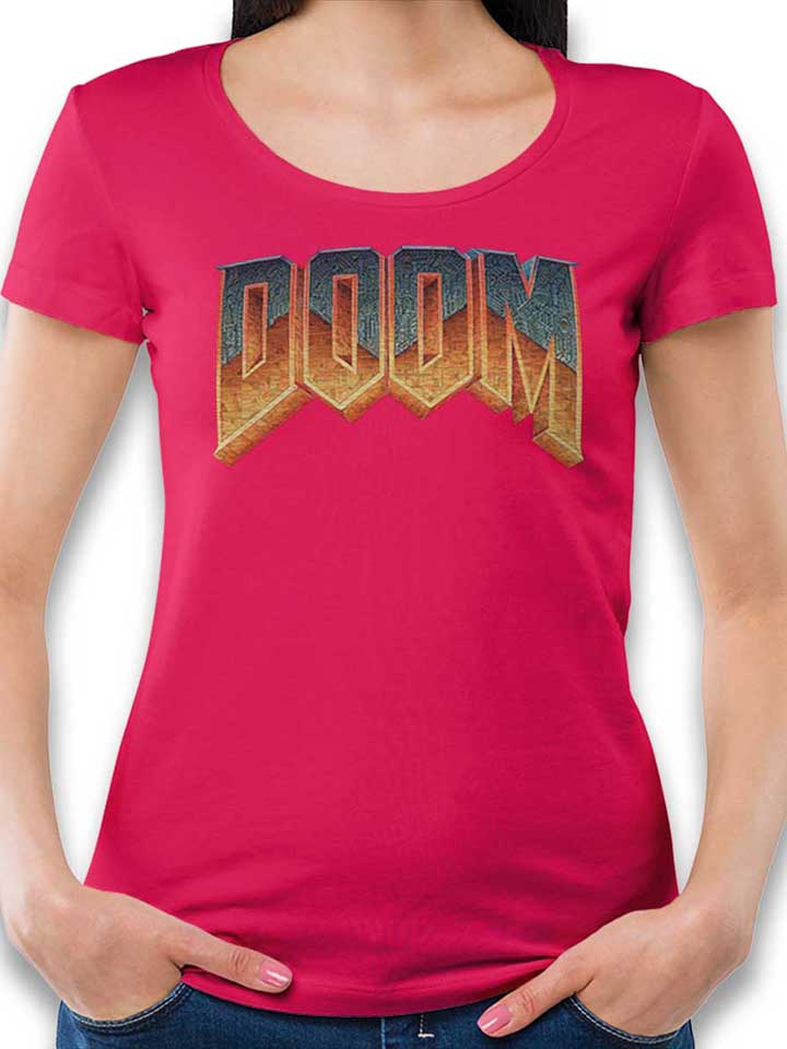 doom-logo-damen-t-shirt fuchsia 1