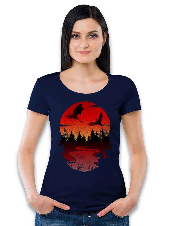dragon-sunset-damen-t-shirt dunkelblau 2