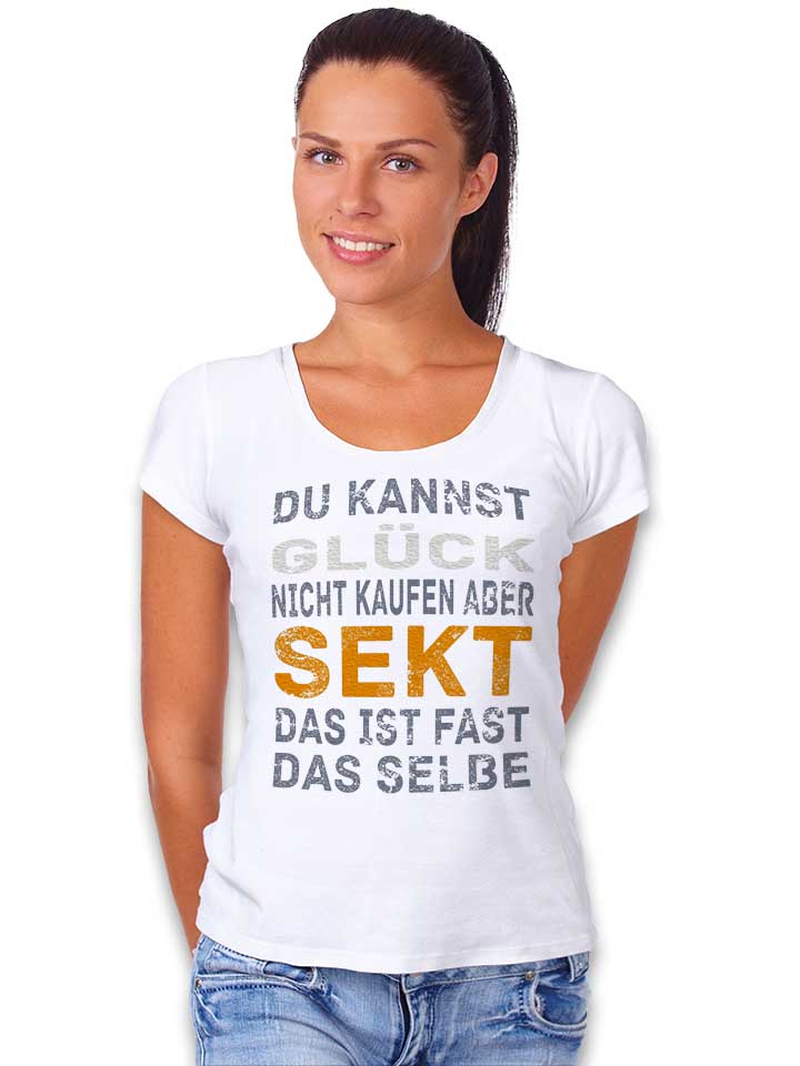 du-kannst-glueck-nicht-kaufen-aber-sekt-damen-t-shirt weiss 2