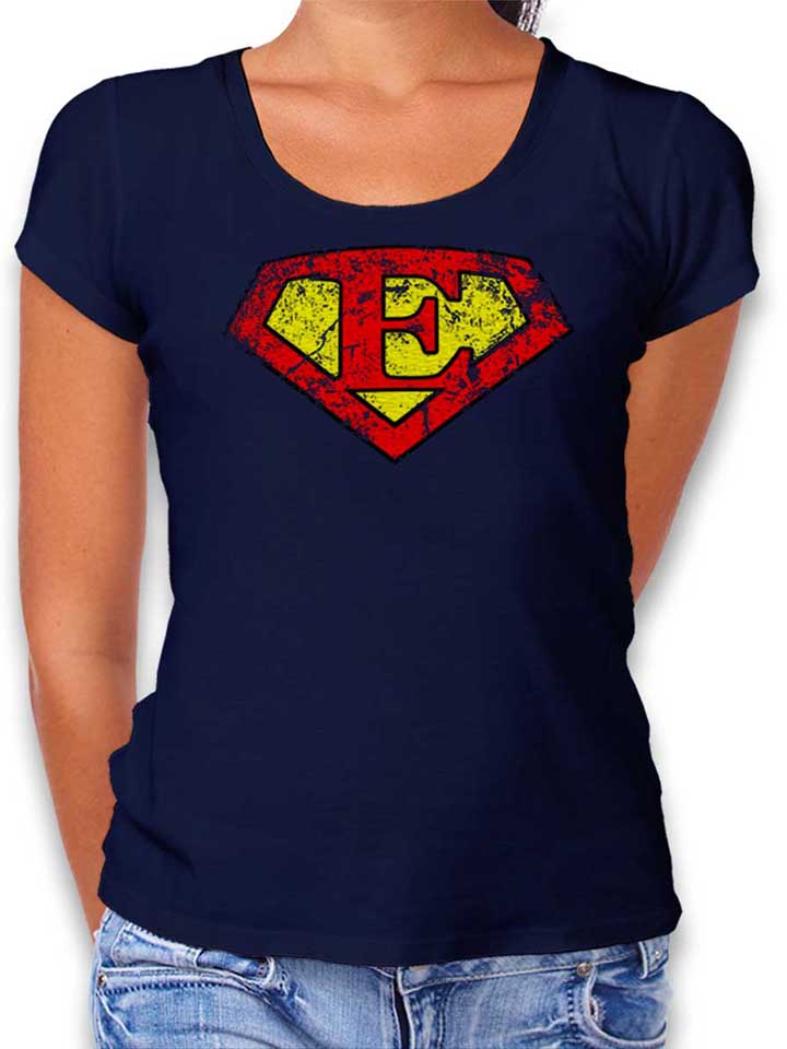 E Buchstabe Logo Vintage Womens T-Shirt deep-navy L