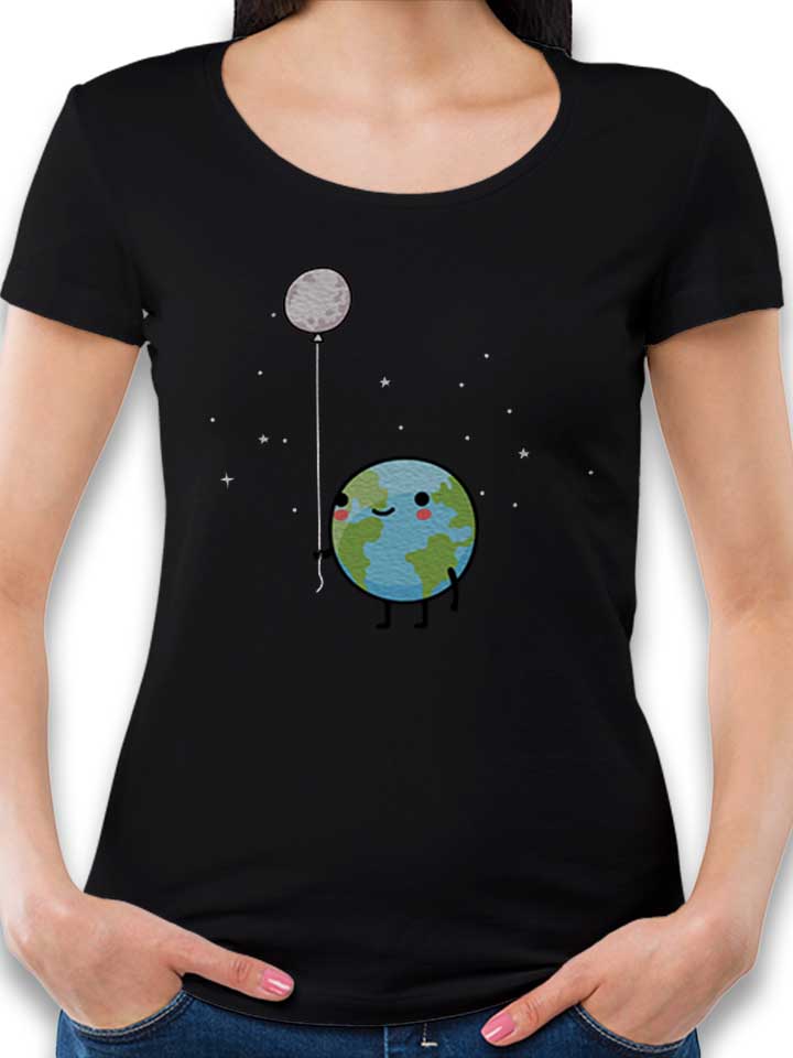 Earth Moon Balloon Camiseta Mujer negro L