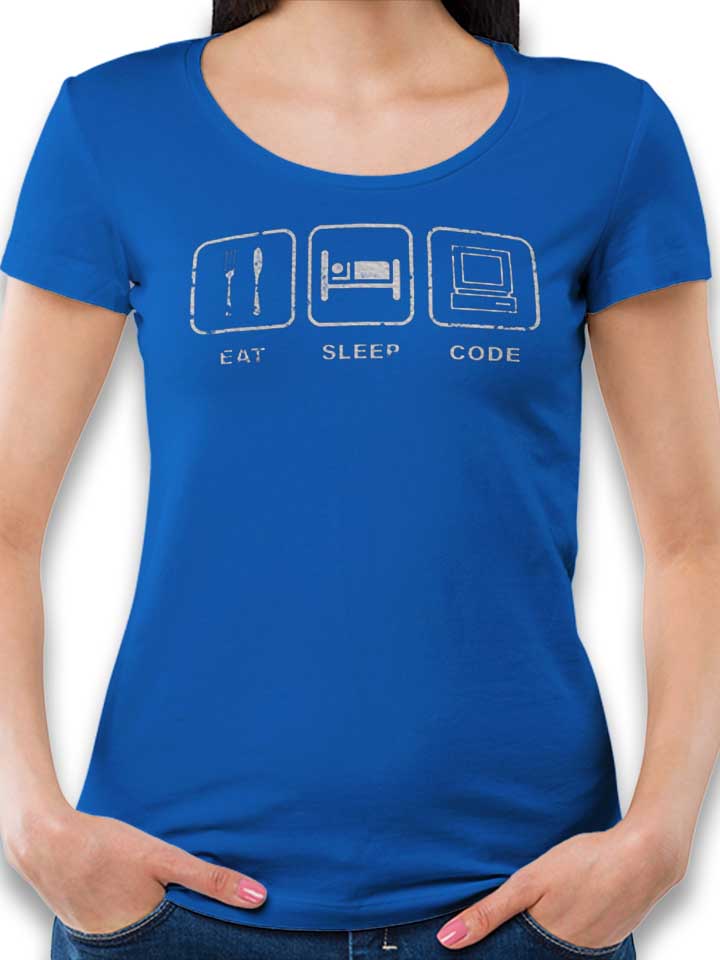 Eat Sleep Code Vintage Damen T-Shirt royal L