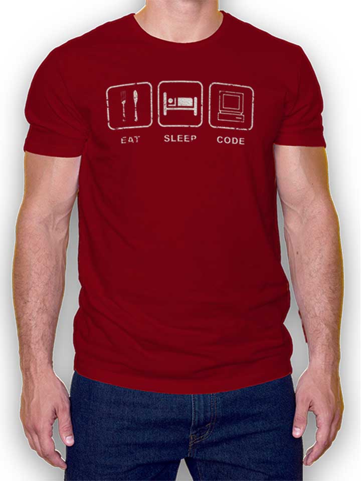 Eat Sleep Code Vintage T-Shirt bordeaux L