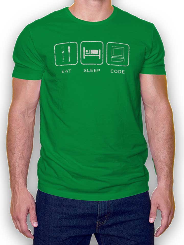 Eat Sleep Code Vintage T-Shirt gruen L