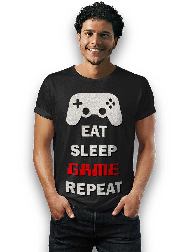 eat-sleep-game-repeat-t-shirt schwarz 2