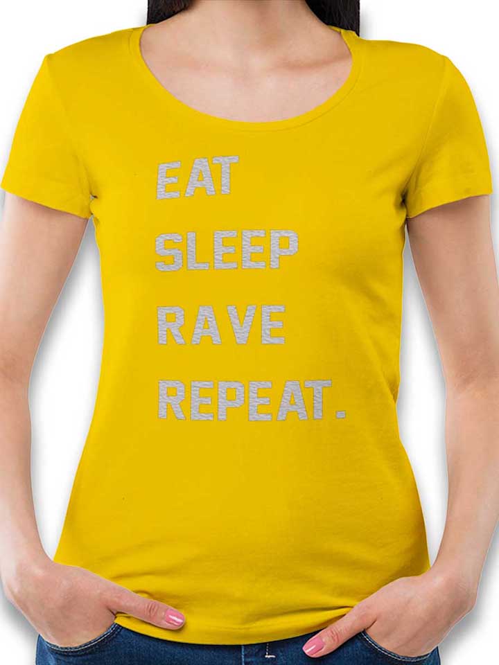 Eat Sleep Rave Repeat 2 Damen T-Shirt gelb L