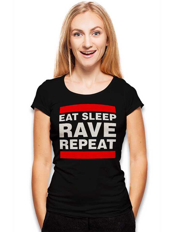 eat-sleep-rave-repeat-damen-t-shirt schwarz 2
