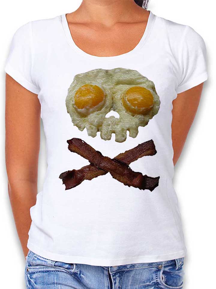 Eggs N Bacon Skull Damen T-Shirt weiss L
